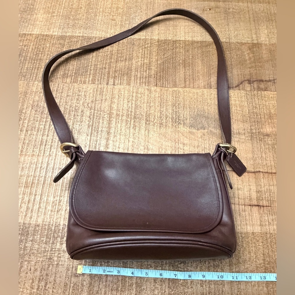 VINTAGE COACH Fletcher Flap Mahogany Leather Shoulder Bag Style 4150 - Picture 12 of 15